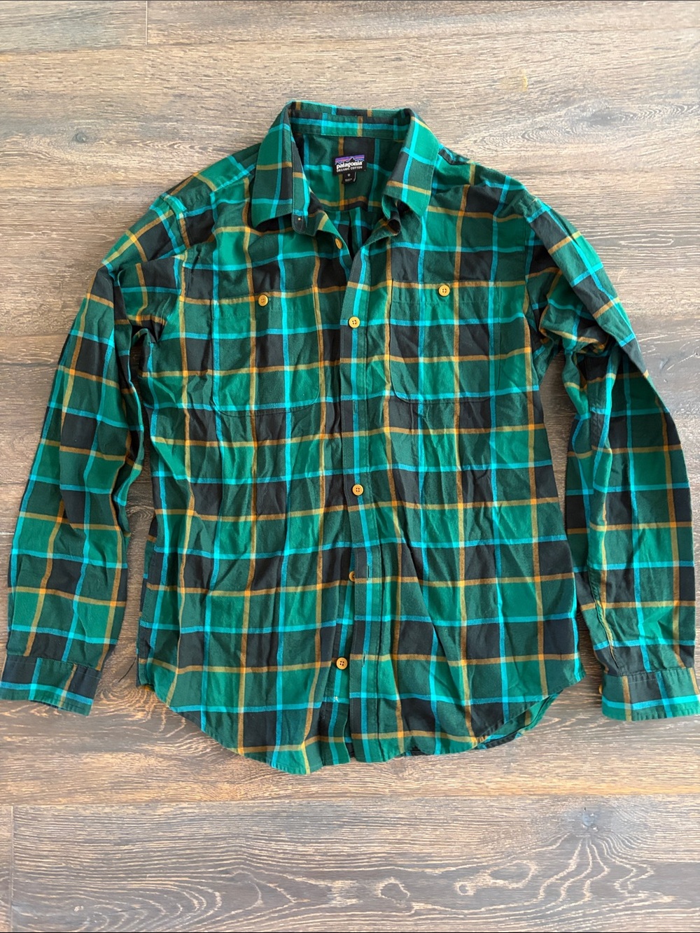 Patagonia Green and Black Plaid Button-Down Shirt